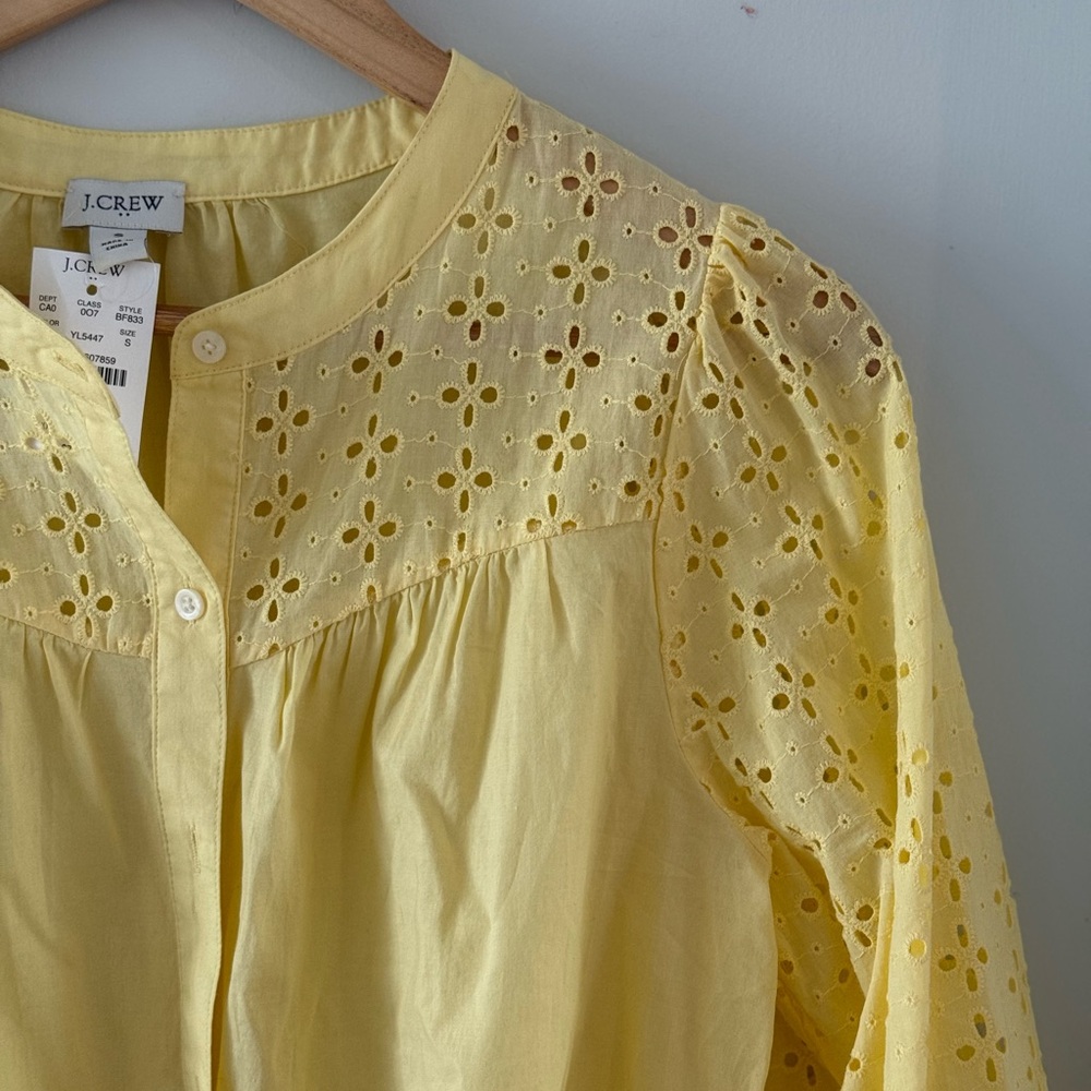 J. Crew Yellow Eyelet Blouse - Picture 2 of 7